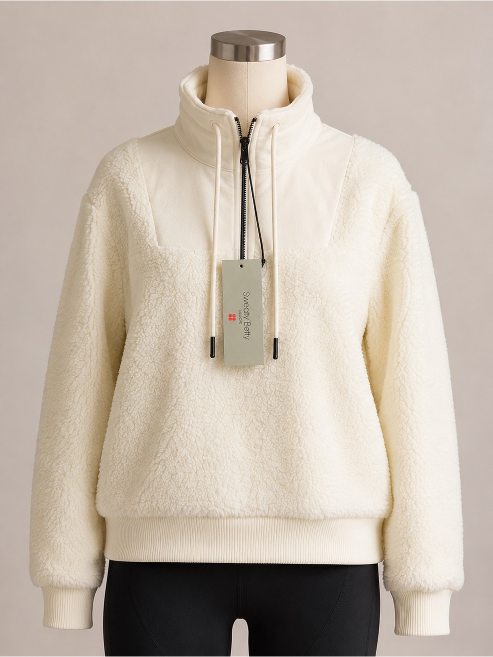 Sweaty Betty Sherpa Half Zip Sweatshirt Lily White NWT Size Large
